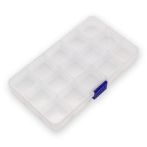 Контейнер для Бисера и Бусин, Пластиковый, Бесцветный, Размер: 17.5x10x2.5см, Секции 3.2x2.9x2.1см, 15 отделений, (УТ100029179)