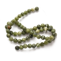 Бусины Натуральный Китайский Нефрит Круглые,Темно-Зеленые, 6мм, Отверстие 1мм, около 58шт/37см/нить, (УТ100030115)