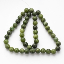 Бусины Натуральный Китайский Нефрит Круглые, Темно-Зеленый, 8мм, Отверстие 1мм, около 45шт/37см/нить, (УТ100030116)