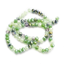 Бусины Гальваника Стекло, Граненые, Рондель, Цвет: Морской зеленый, Размер: 5.5-6х5мм, Отверстие 1мм, около 88шт/40см/нить, (УТ100030311)