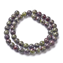 Бусины Натуральная Яшма Кровь Дракона, Круглые, 8мм, Отверстие 1мм, около 44шт/36см/нить, (УТ100030652)