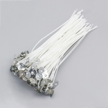 Свечной Хлопковый Вощеный Фитиль с металическим Основанием, Цвет: Белый, Размер: 15см, 100шт/упаковка, (УТ100030610)