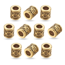 Бусины-Разделители, Бижутерный Сплав, Трубка, Цвет: Античное Золото, Размер: 10х10мм, Отверстие 5.5мм, (УТ100030963)