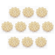 Подвески Латунь Винтажные, Плоские Круглые, Филигранные, Цветок, Цвет: Золото, Размер: 17х0.5мм, Отверстие 2мм, (УТ100031283)