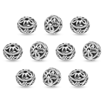 Бусины Бижутерный Сплав Круглые Полые, Античное Серебро, 10мм, Отверстие 1мм, 10шт/упаковка, (УТ100031456)