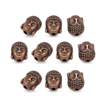 Бусины Цинковый Сплав Тибетский Стиль Голова Будды, Медь, 10х9х8мм, Отверстие 2мм, 10шт/упаковка, (УТ100031462)