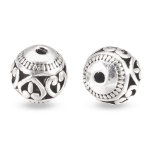 Бусины Бижутерный Сплав Тибетский Стиль Круглые с Серцем Полые, Античное Серебро, 11х10мм, Отверстие 1.5мм, (УТ100031466)