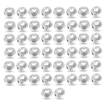 Бусины Бижутерный Сплав Тибетский стиль Плоские Круглые с Сердцем, Античное Серебро, 6х6х3мм, Отверстие 1.5мм, (УТ100031493)