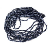 Бусины Стекляные Гальваника, Перламутровое Покрытие, Граненые, Рондель, Черный, 3х2мм, Отверстие 0.8мм, около 145шт/34см/нить, 10нитей/упаковка, (УТ100031524)