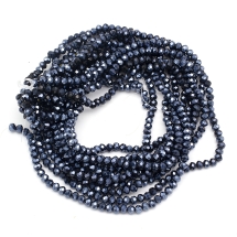 Бусины Стеклянные Гальваника, Перламутровое Покрытие, Граненые, Рондель, Черный, 6х5мм, Отверстие 1мм, около 80шт/38см/нить, (УТ100031525)