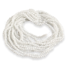 Бусины Стекляные Гальваника, Перламутровое Покрытие, Граненые, Рондель, Белый, 4х3мм, Отверстие 0.4мм, около 110шт/40см/нить, 10нитей/упаковка, (УТ100031526)