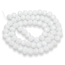 Бусины Стекляные Гальваника, Перламутровое Покрытие, Граненые, Рондель, Белый, 10х8мм, Отверстие 1мм, около 60шт/49см/нить, (УТ100031527)