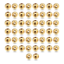 Бусины-Разделители Латунь Круглые, Покрытие Золото 18К, 4мм, Отверстие 1.5мм, (УТ100031536)