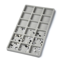 Органайзер Флокированный Пластиковый для Бусин и Мелких Деталей, 18 Отделений, 34.5х20х1.5см, (УТ100031550)