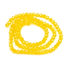 Бусины Стеклянные Гальваника Рондель Граненые, Перламутровое Покрытие, Желтый, 4х3мм, Отверстие 0.4мм, около 110шт/40см/нить, (УТ100031574)