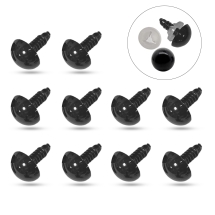 Глазки с Фиксатором для Игрушек и Кукол Пластиковые, Черные, 15мм, (УТ100031658)