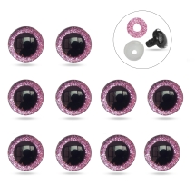 Глазки для Игрушек и Кукол, Эпоксидная Смола, 2 Фиксатора, Розовые, 12мм, (УТ100031667)