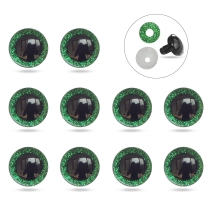 Глазки для Игрушек и Кукол, Эпоксидная Смола, 2 Фиксатора, Зеленые, 16мм, (УТ100031677)