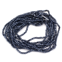 Бусины Стекляные Гальваника, Перламутровое Покрытие, Граненые, Рондель, Черный, 4х3мм, Отверстие 0.4мм, около 110шт/40см/нить, 10нитей/упаковка, (УТ100031690)