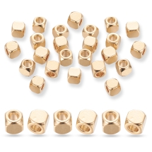 Бусины-Разделители Нержавеющая Сталь, Кубики, Золото, 4х4x4мм, Отверстие 2мм, 30шт/упаковка, (УТ100031773)