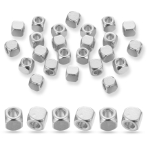 Бусины-Разделители Нержавеющая Сталь, Кубики, 4х4x4мм, Отверстие 2мм, 30шт/упаковка, (УТ100031774)