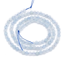 Бусины Натуральный Аквамарин Круглый Граненый, 3мм, Отверстие 0.5мм, около 125шт/38см/нить, (УТ100031791)