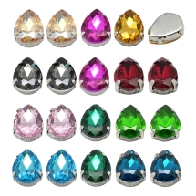 Пришивные Стразы Набор, Стекло, Основа Нержавеющая Сталь, Капля, 18х13х6.5мм, Отв. 0.8-1мм, 2шт/цвет, 20шт/упаковка, (УТ100031798)