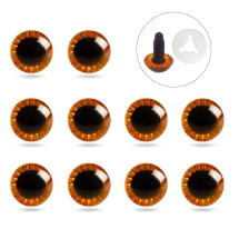 Глазки для Игрушек и Кукол со Штифтом и Фиксатором Пластиковые, Оранжевые, 19.5мм, Фиксатор 15х4мм, (УТ100031929)