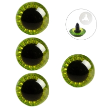 Глазки для Игрушек и Кукол со Штифтом и Фиксатором Пластиковые, Желто-Зеленые, 31мм, (УТ100031933)