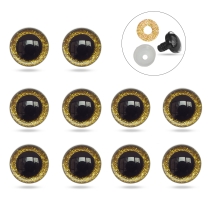 Глазки для Игрушек и Кукол, Эпоксидная Смола, 2 Фиксатора, Золотистые, 16мм, (УТ100031937)