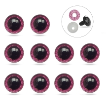 Глазки для Игрушек и Кукол, Эпоксидная Смола, 2 Фиксатора, Темно-Розовые, 10мм, (УТ100031939)