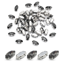 Пришивные Стразы Стеклянные Горный Хрусталь Конский глаз, Основа Латунь, Серый, 8х4х3.5мм, Отверстие 0.8-1мм, (УТ100032055)