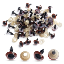 Глазки с Фиксатором и Штифтом, для Игрушек, Круглые, Коричневый, 10мм, (УТ100032077)