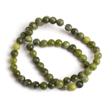 Бусины Натуральный Тайваньский Оливковый Нефрит Круглые, 6мм, Отверстие 0.8мм, около 57шт/36см/нить, (УТ100032092)