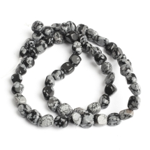 Бусины Натуральный Снежный Обсидиан Самородки, 5-7х5-7мм, Отверстие 1мм, около 38см/нить, (УТ100032096)
