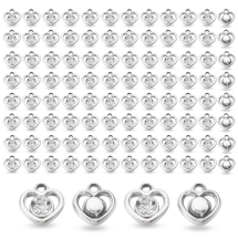Подвески Кулоны Акриловые Сердце с Акриловыми Стразами УФ-покрытие, Платина, 14х15х5мм, Отверстие 1.8мм, 100 шт/упак (УТ100032137)