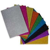 Фоамиран Глиттерный, Пористая Резина с Блестками, 9 цветов, 2мм, Лист 30x20см, 18 листов/набор, (УТ100032201)