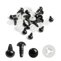 Глазки с Фиксатором для Игрушек и Кукол Пластиковые, Черные, 10мм, (УТ100032300)