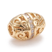 Бусины Латунь с Фианитами, Бочонок, Позолота 18К, 10х7.5мм, Отверстие 2.3мм, (УТ100032497)