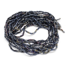 Бусины Стекляные Гальваника, Покрытие АВ цвет, Граненые, Рондель, Черный, 3х2мм, Отверстие 0.8мм, около 137шт/32см/нить, (УТ100032523)