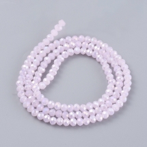 Бусины Стекляные Гальваника, Покрытие АВ цвет, Граненые, Рондель, Чертополоховый, 3х2мм, Отверстие 0.8мм, около 137шт/32см/нить, (УТ100032545)