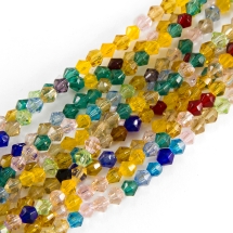Бусины Стеклянные Граненые Биконус Прозрачные, Микс, 4мм, Отверстие 1мм, около 82шт/33см/нить, 20 нитей/упак, (УТ100031883)