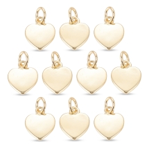 Подвеска Кулон из Латуни Сердце, Стойкое Покрытие Позолотой 18К, 12х9.5х1.5мм, Соединительное кольцо 5х0.8мм, (УТ100032340)