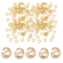 Колечки Одинарные Открытые, Нержавеющая Сталь, Золото, 5x1мм, Внутренний Диаметр 3мм, (УТ100032615)