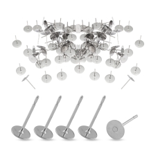 Основы для Пусет, Нержавеющая Сталь, Круглые, Под Кабошон, 12х6мм, Пин 0.7мм, (УТ100032622)