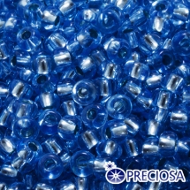Бисер 67030 Чешский Preciosa 10/0, Фасовка 50г, 10 упаковок по 5г, Прозрачный с серебряной полосой TSL, Синий, Круглый, (УТ100032645)