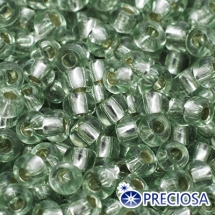 Бисер 78162 Чешский Preciosa 10/0, Фасовка 50г, 10 упаковок по 5г, Прозрачный с серебряной полосой TSL, Зеленый, Круглый, (УТ100032649)