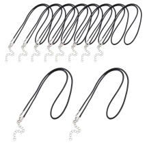 Основа для Ожерелья, Шнур Вощеный Хлопковый, с Застежкой Карабин и цепочкой, Черный, 46х0.2см, (УТ100032890)