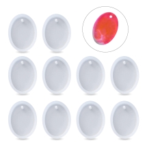 Силиконовая форма, Кулон, Овал, Белый, 28х21х7мм, Внутренний размер 25х18мм, Отверстие 2мм, (УТ100032903)