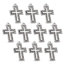 Кулон-Сеттинг Крест под Стразы, Металл, Цвет: Античное Серебро, Размер: 33.5х22х2мм, Отверстие 2мм, Пригоден под Стразы 1мм. (БА000000069)